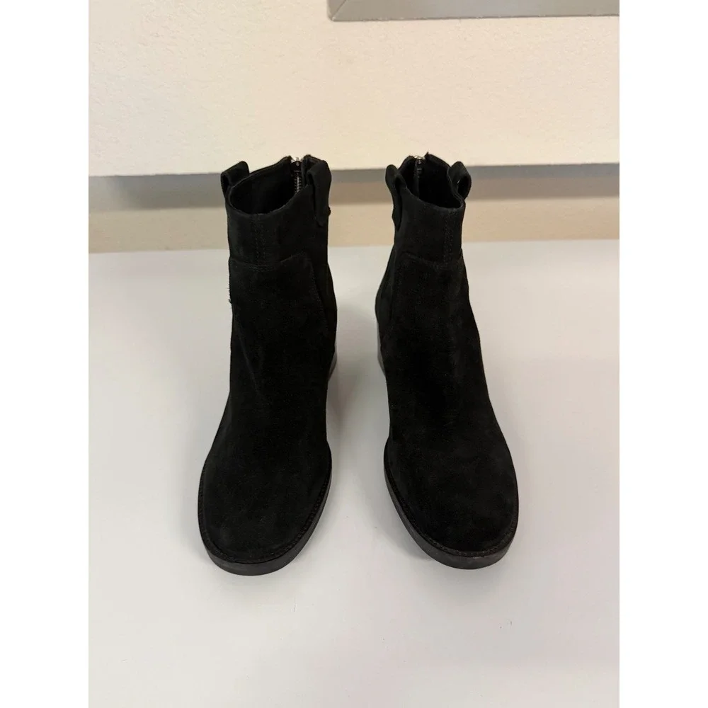 Geox D Bibbiana Black Suede Ankle Boots Rear Zip Block Heel D26TYE 40